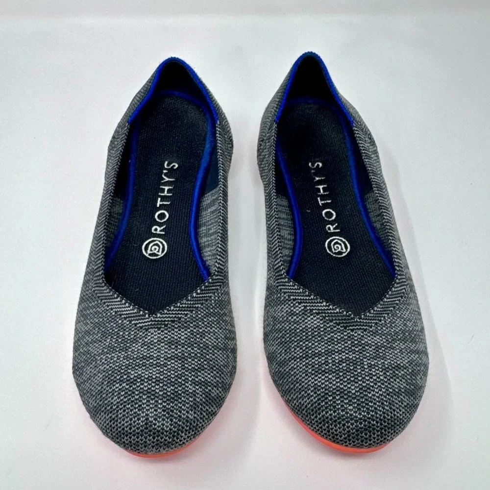 Rothy's The Flat Round Toe‎ Slip On Shoes Women's 9.5 Heathered Gray Pink Sole